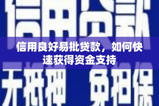 长顺信用良好易批贷款，如何快速获得资金支持