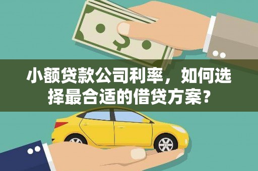 长顺小额贷款公司利率，如何选择最合适的借贷方案？