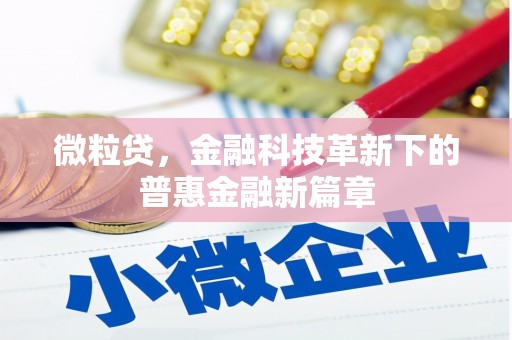 长顺微粒贷，金融科技革新下的普惠金融新篇章